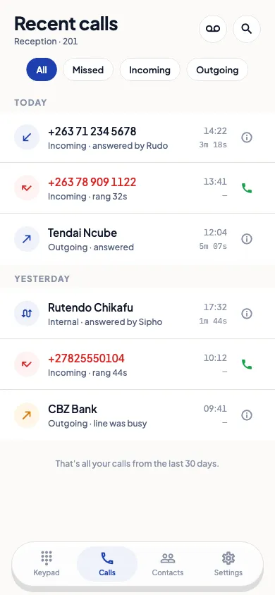 Ansa Voice: Recent calls
